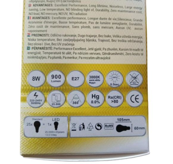 Ampoule LED Filament A60 8W