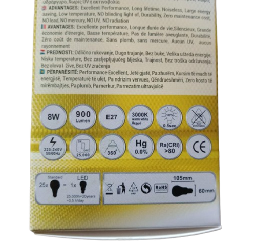 Ampoule LED Filament A60 8W