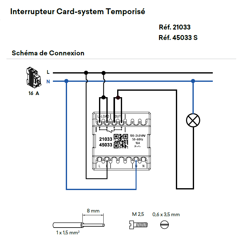 Interrupteur Card System Quadro 45 - 2 Modules