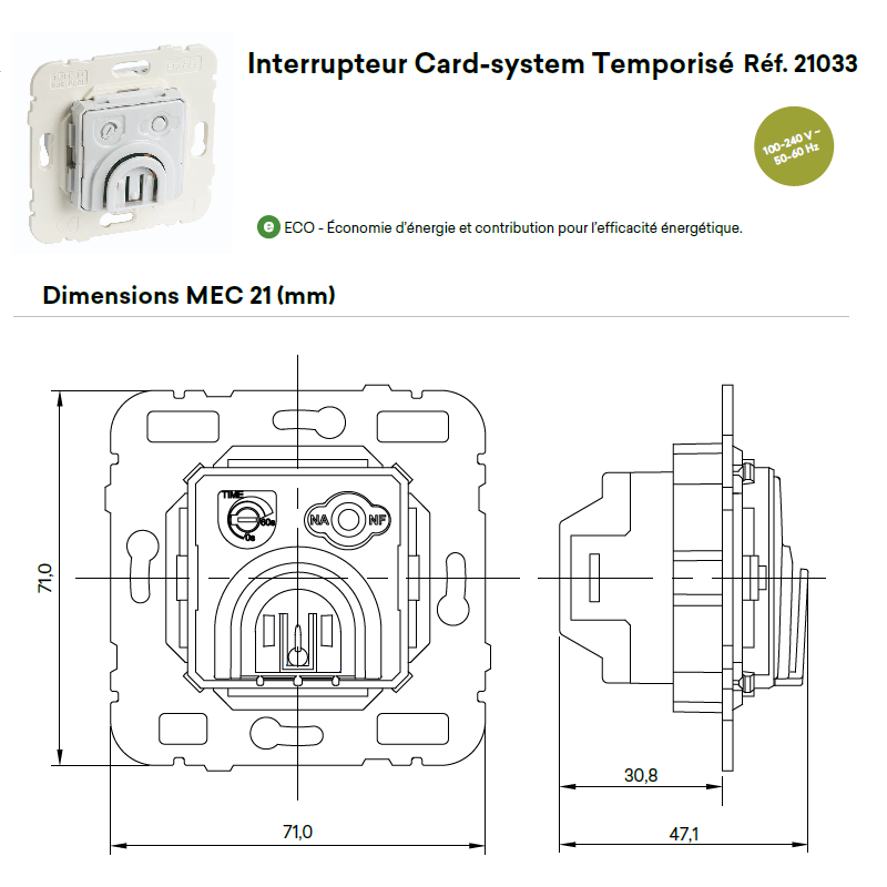 Mécanisme d'Interrupteur Card System Temporisé