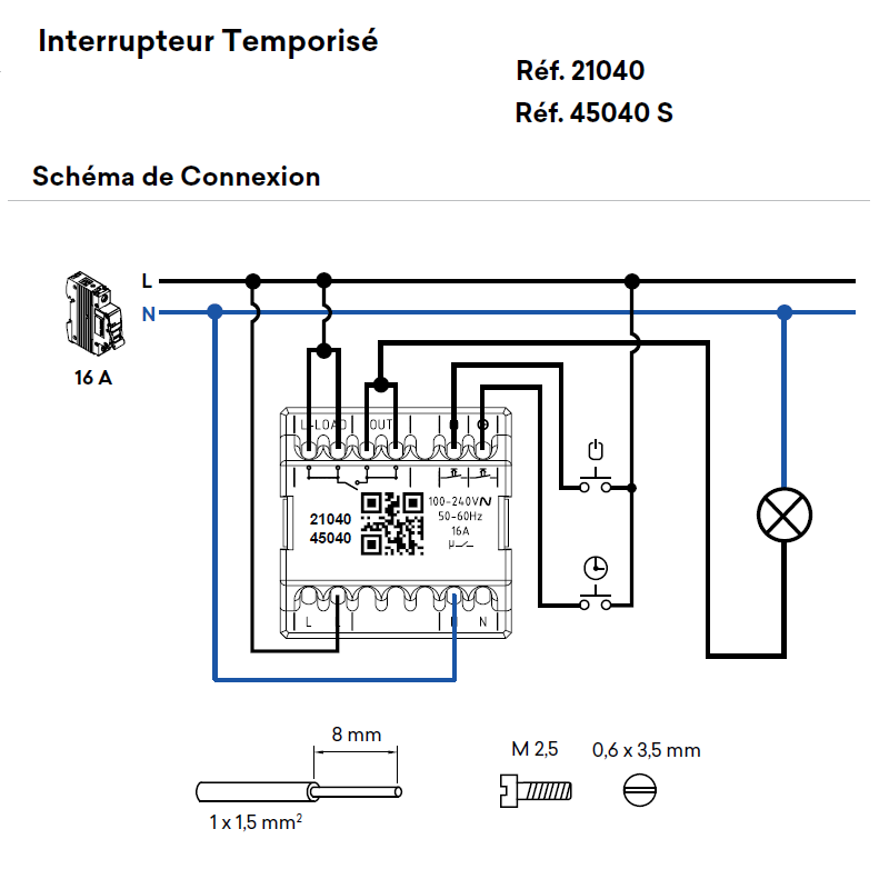 Interrupteur Temporisé Quadro 45 - 2 Modules