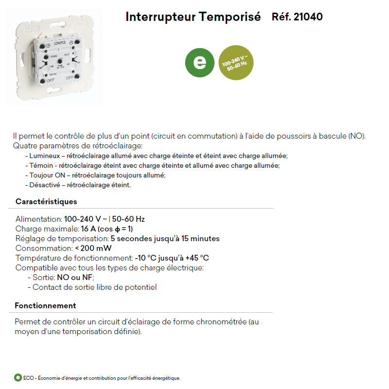 Mécanisme d'Interrupteur Temporisé
