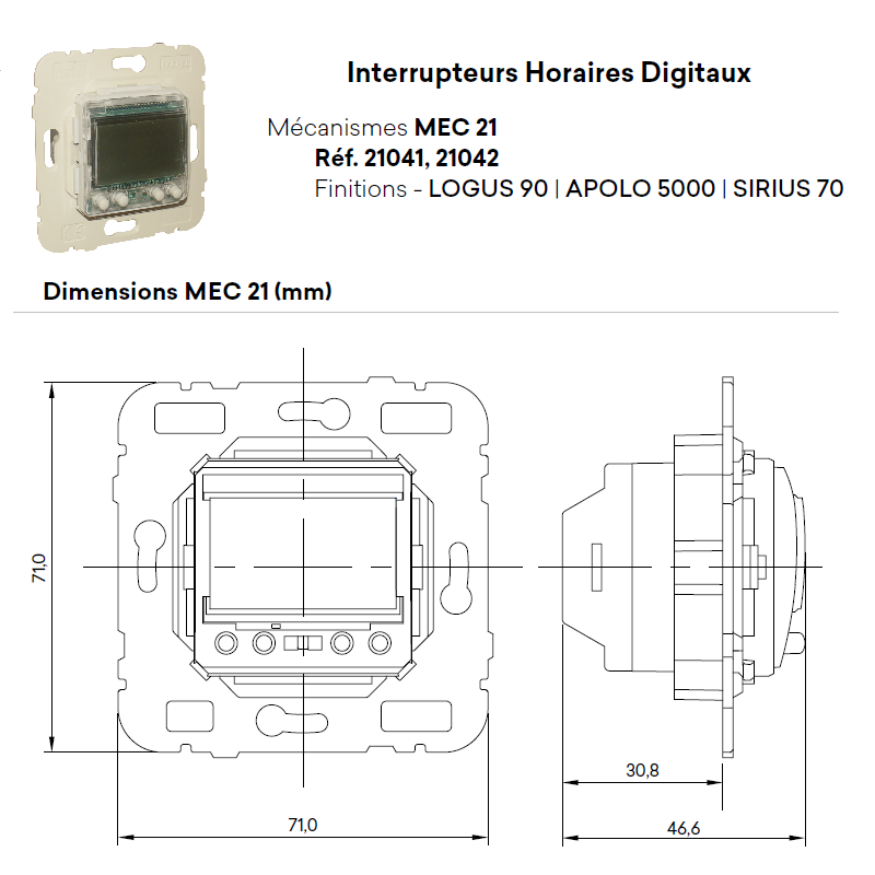 Mécanisme Interrupteur Horaire Digital - 2 Circuits