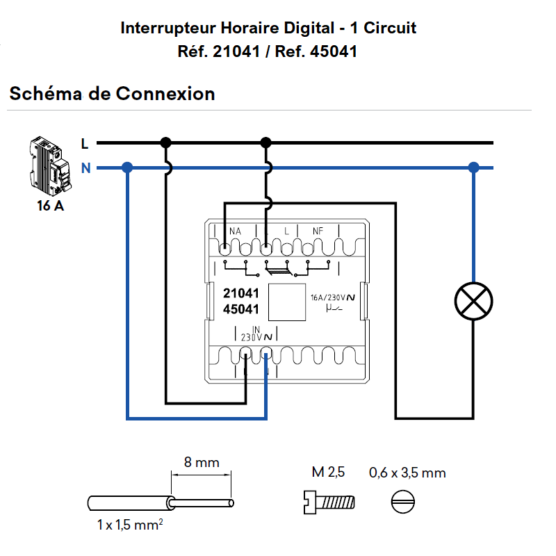 Interrupteur Horaire Digital 1 Circuit - 2 Modules Quadro 45