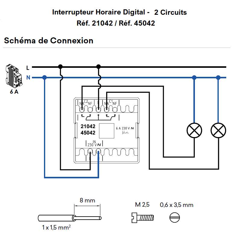 Mécanisme Interrupteur Horaire Digital - 2 Circuits