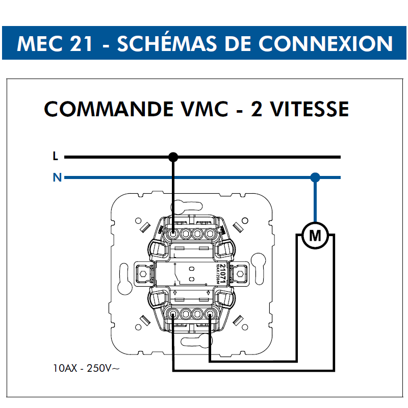 Mécanisme Interrupteur Va-et-Vient 10AX