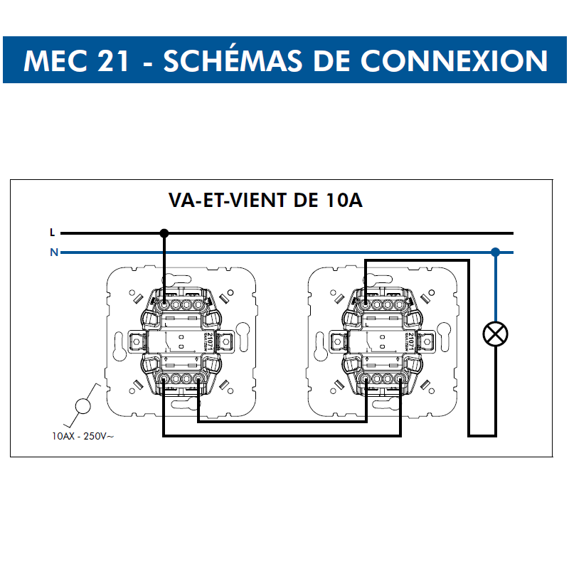 Mécanisme Interrupteur Va-et-Vient 10AX