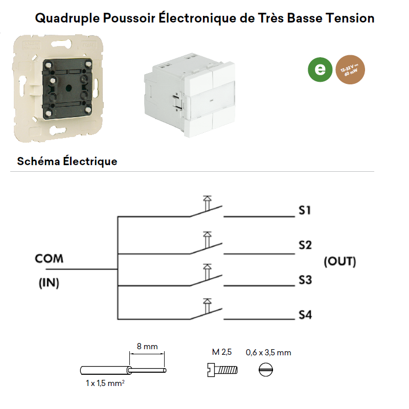 Poussoir Quadruple TBT Semi-Assemblé QUADRO 45 - 2 Modules