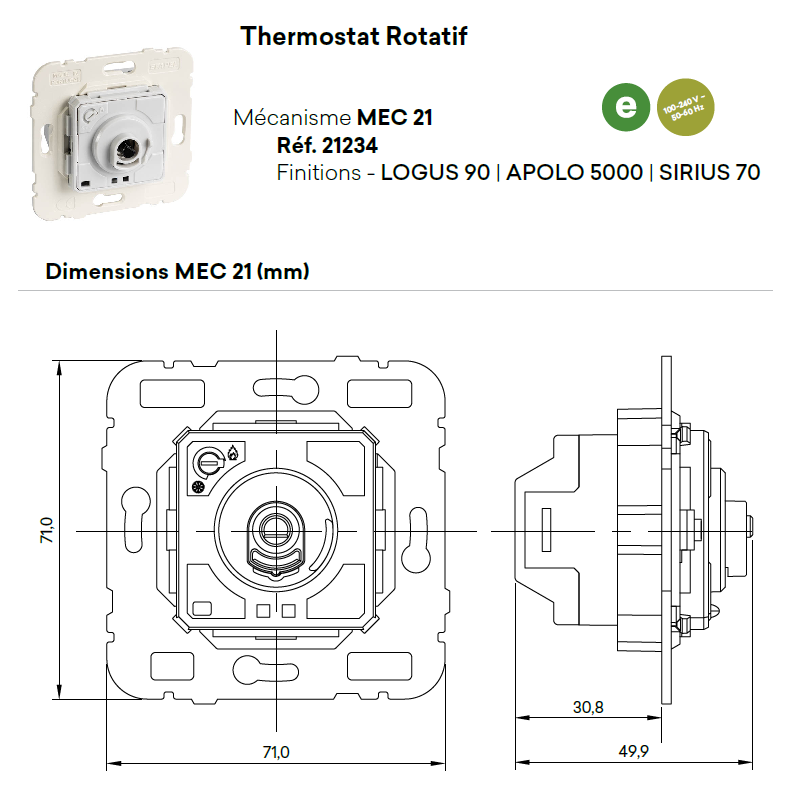 Mécanisme de Thermostat Rotatif