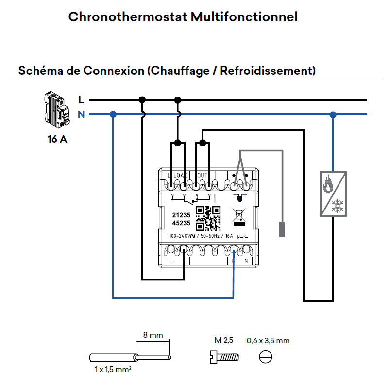 Chronothermostat Multifonctionnel 2 Modules - QUADRO 45