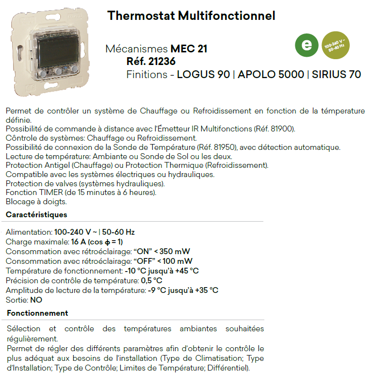 Mécanisme de Thermostat Multifonctionnel