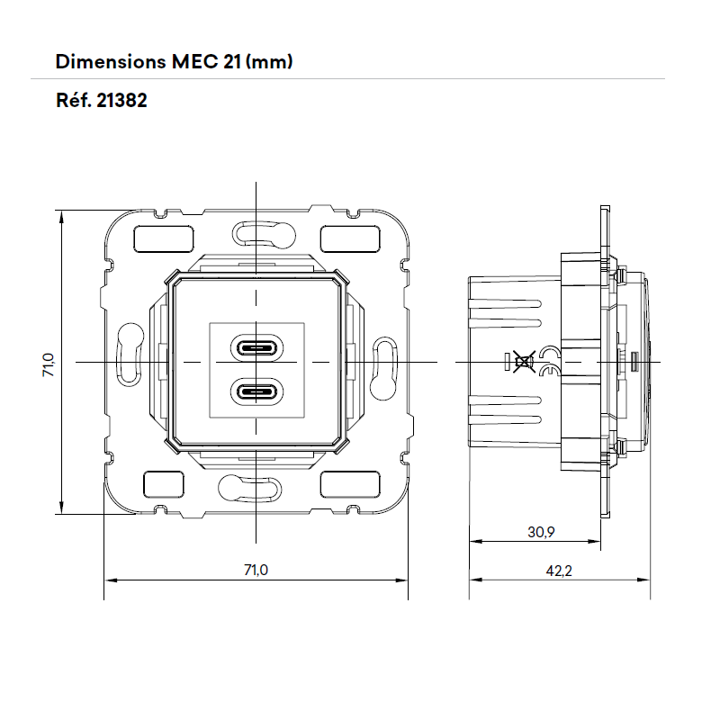 Mécanisme de Chargeur double USB Type C