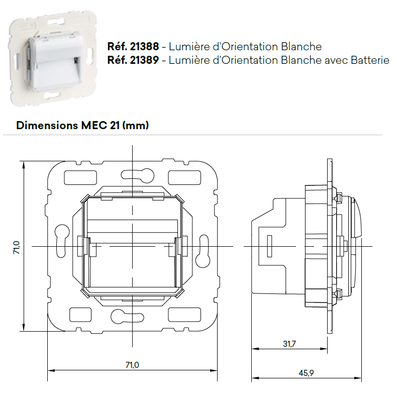 Mécanisme de Lumière d'Orientation avec Batterie