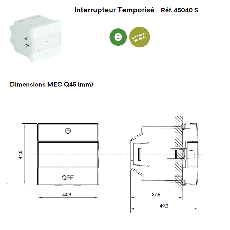 Interrupteur Temporisé Quadro 45 - 2 Modules