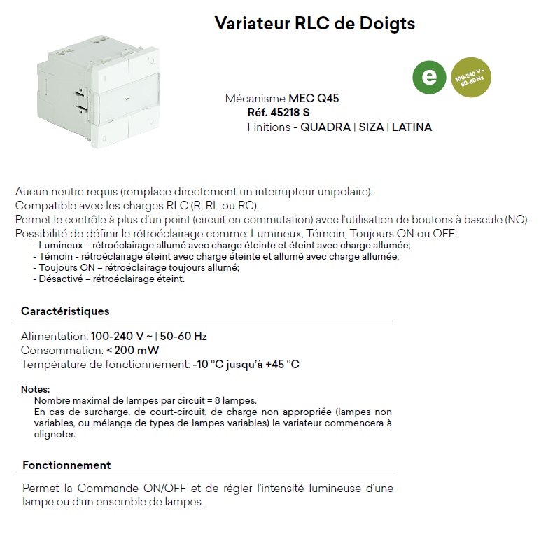 Variateur RLC de Doigts - 2 Modules Quadro 45
