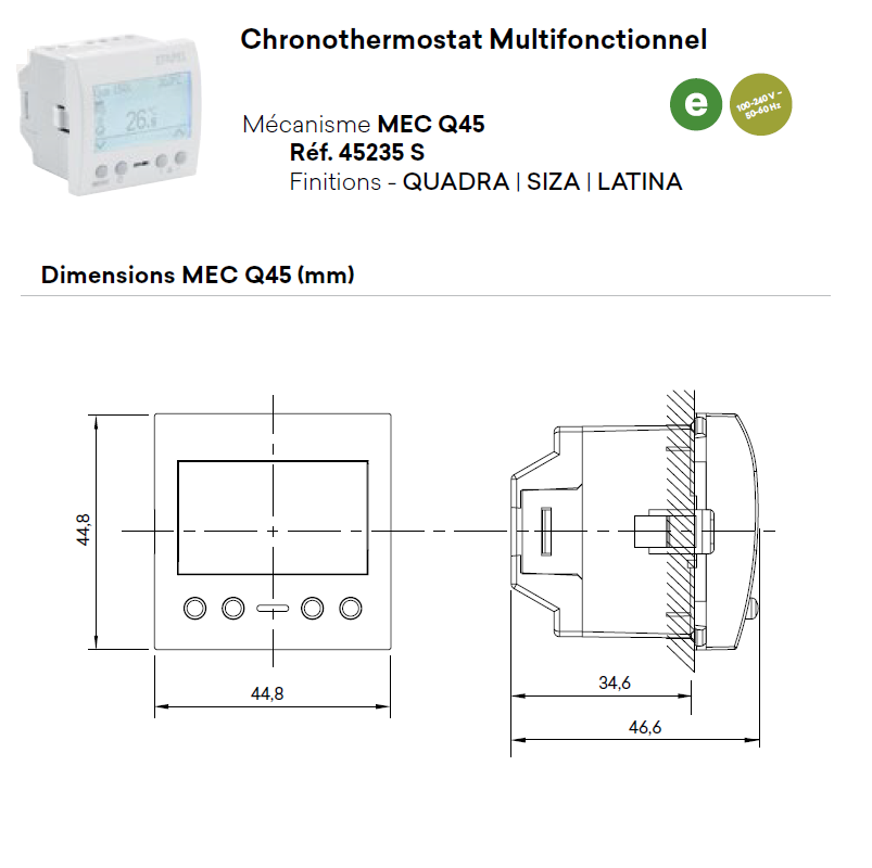 Chronothermostat Multifonctionnel 2 Modules - QUADRO 45