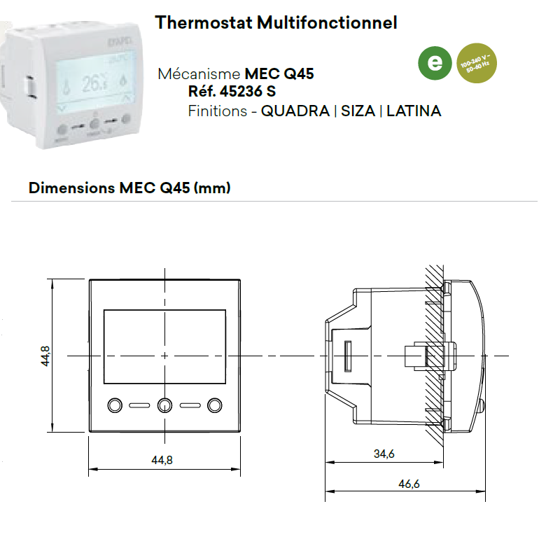 Thermostat Multifonctionnel 2 Modules - QUADRO 45