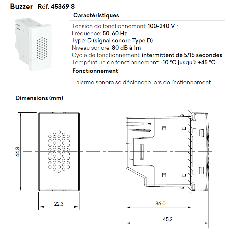 Buzzer électronique - 1 Module MEC Q45