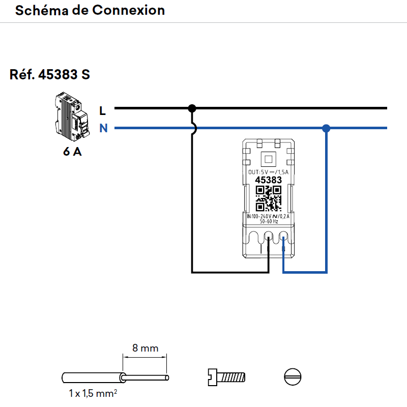 Chargeur USB Type A - 1 Module Quadro 45