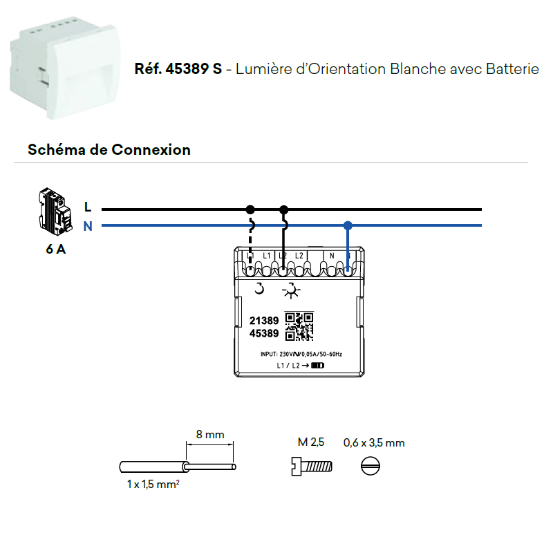 Lumière d'Orientation avec Batterie - 2 Modules Quadro 45