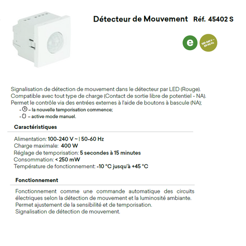 Détecteur de Mouvement de 400W - 2 Modules QUADRO 45