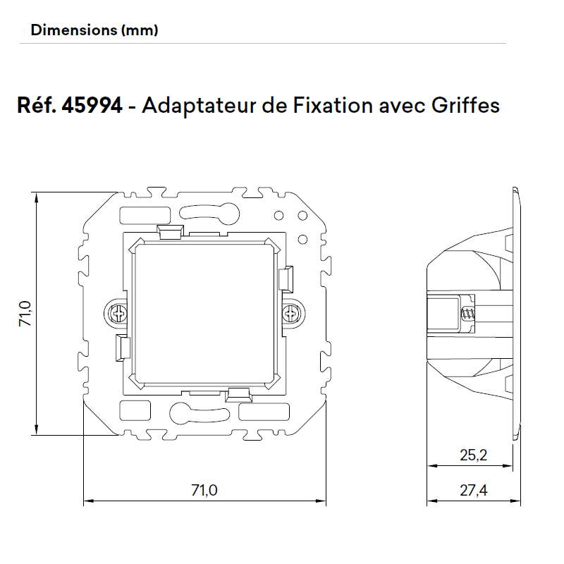 Adaptateur à Griffes pour appareillage QUADRA ou SIZA