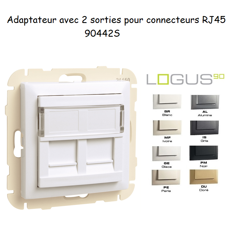 Adaptateur avec Module 2 Sorties pour Connecteurs RJ45 - LOGUS 90
