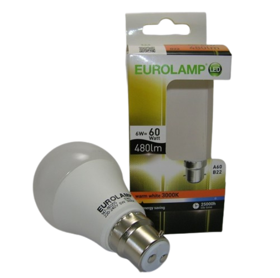 Ampoule LED A60 B22 6W 3000 kelvin