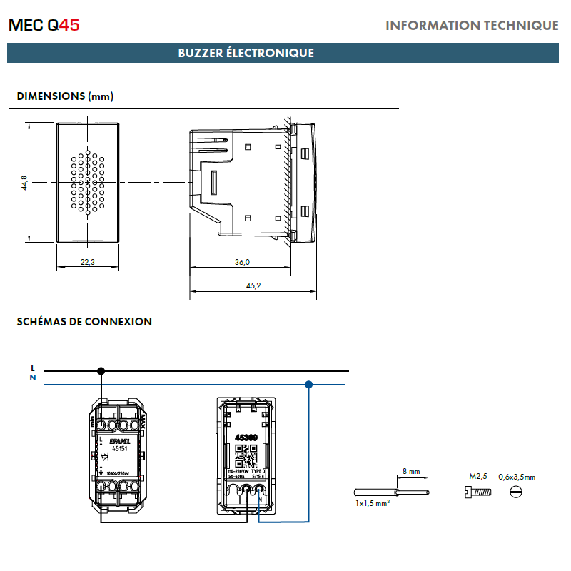 Buzzer électronique - 1 Module MEC Q45