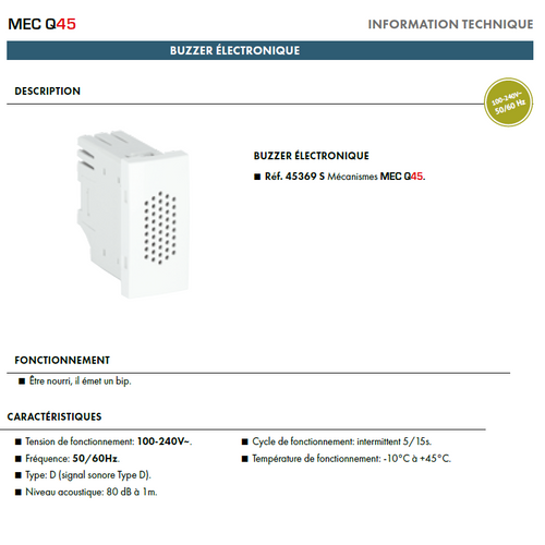 Buzzer électronique - 1 Module MEC Q45