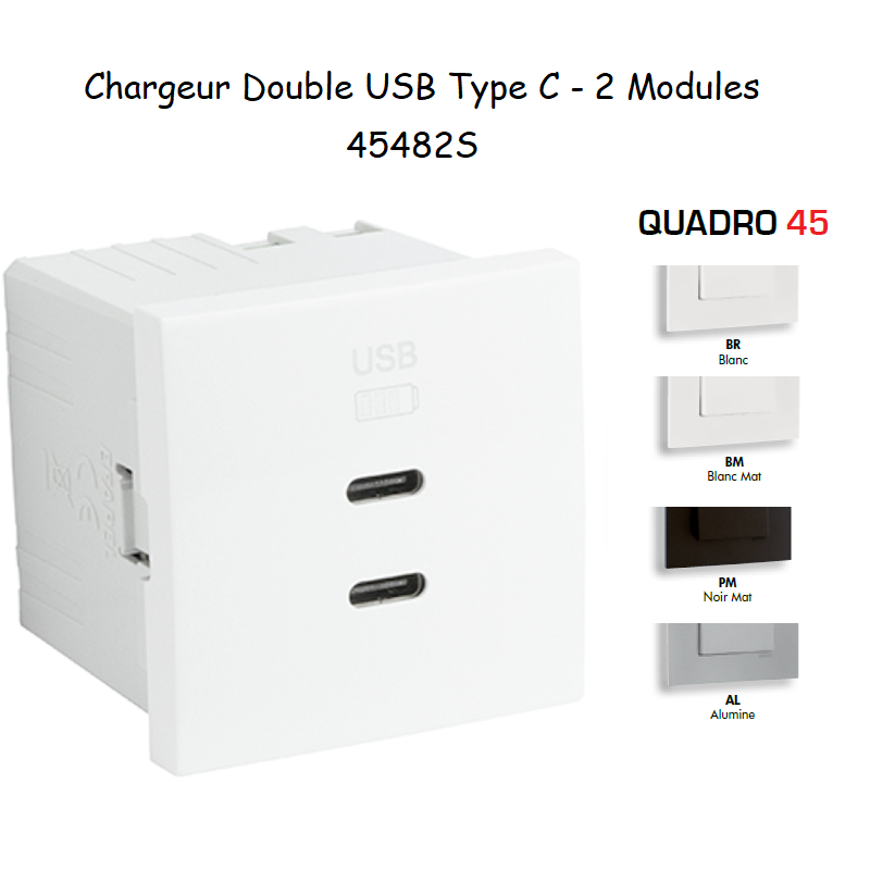 Chargeur Double USB Type C - 2 Modules