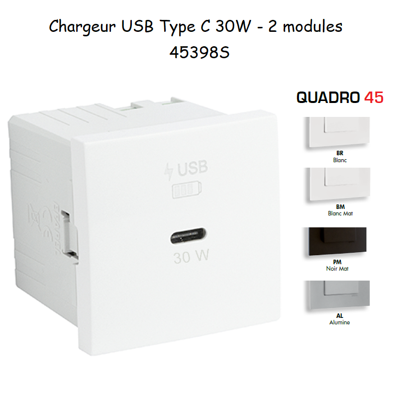 Chargeur USB Type C Power Delivery 30W - 2 Modules
