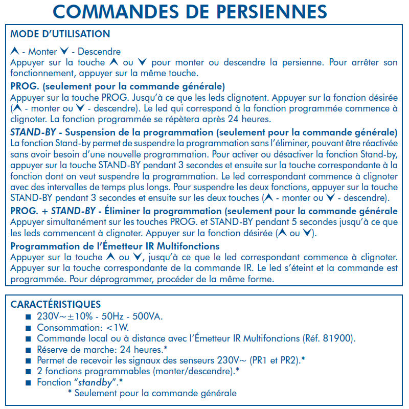 Commande Générale de Persienne avec Capteur IR - 2 Modules QUADRO45
