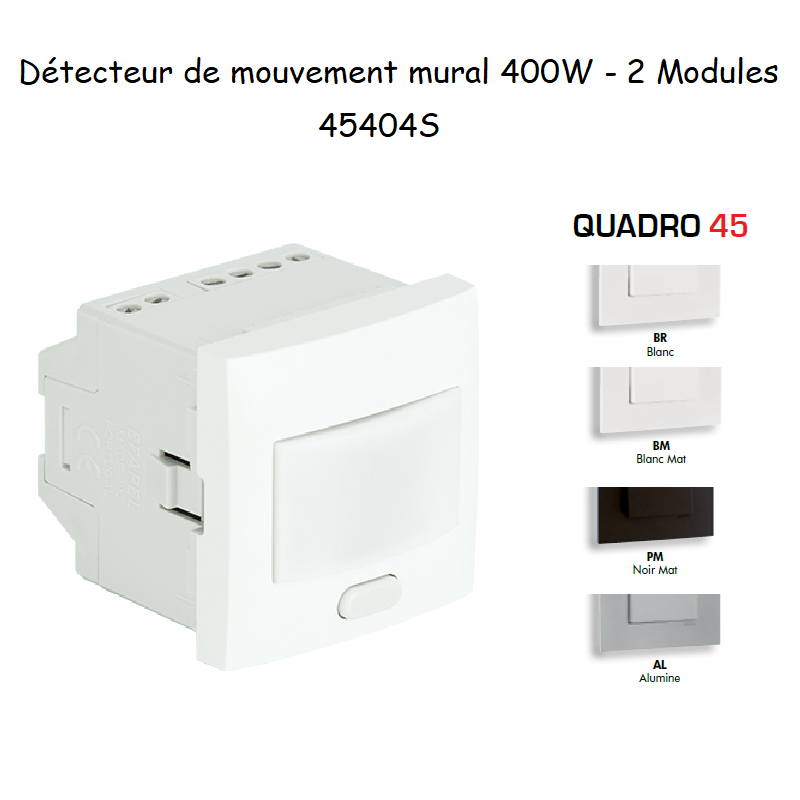 Détecteur de Mouvement Mural 400W - 2 Modules Quadro 45