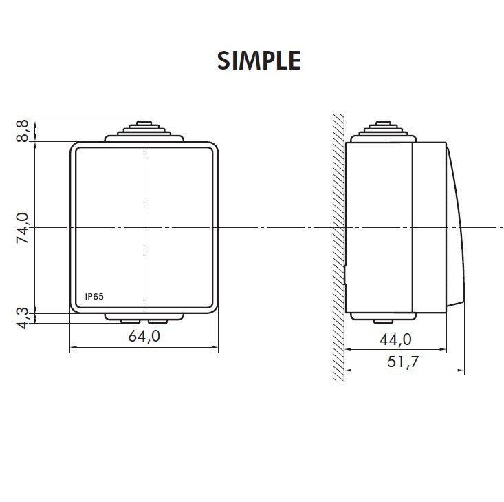 Poussoir Double de Persienne IP65