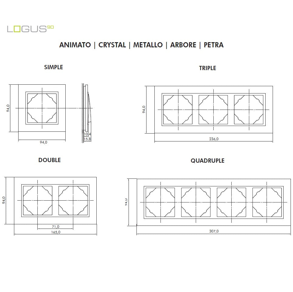 Plaque LOGUS90 METALLO - Chrome/Gris