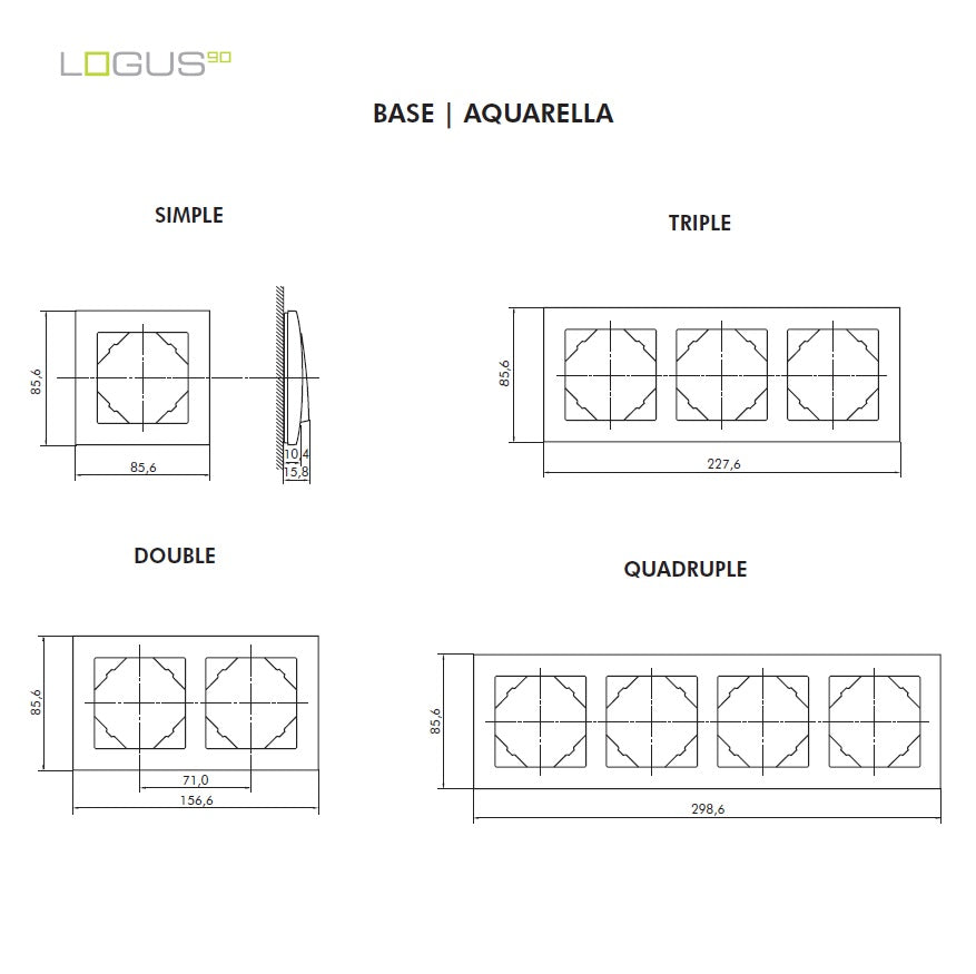 Plaque Aquarella Noir MAT LOGUS90