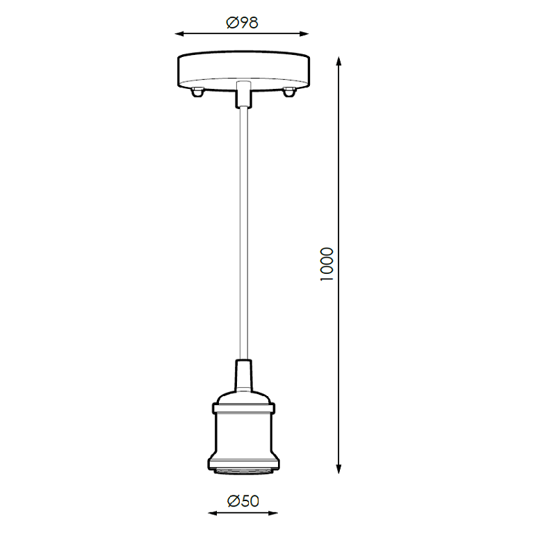 Suspension luminaire métallique Douille E27 - NICKEL