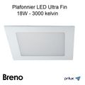 Downlight Ultra Fin Carré 18W 3000 kelvin - Breno SQ Alu