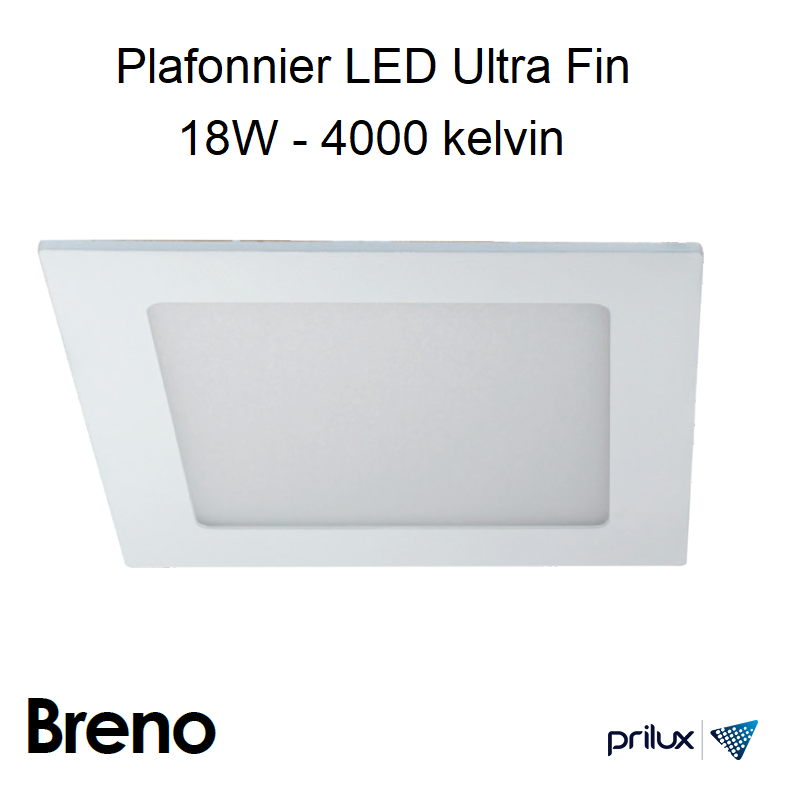 Downlight Ultra Fin Carré 18W 4000 kelvin - BRENO SQ Alu