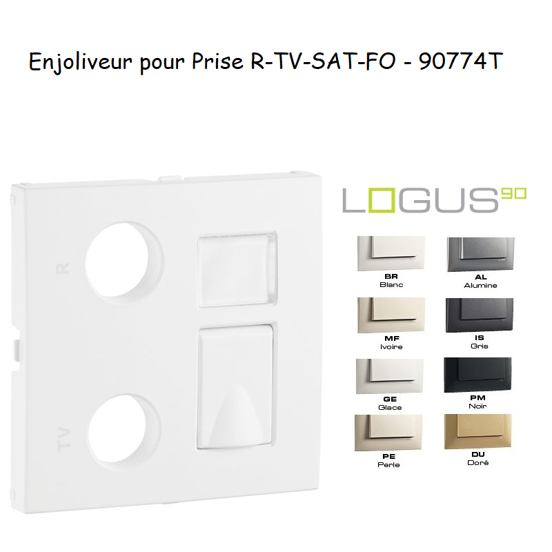 Enjoliveur pour Prise Mixte R-TV-RJ45 ou R-TV-RJ45-FO - LOGUS90