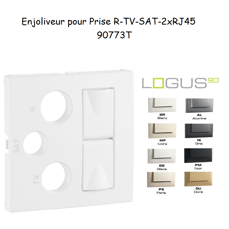 Enjoliveur pour Prise Mixte R-TV-SAT-2xRJ45 LOGUS 90