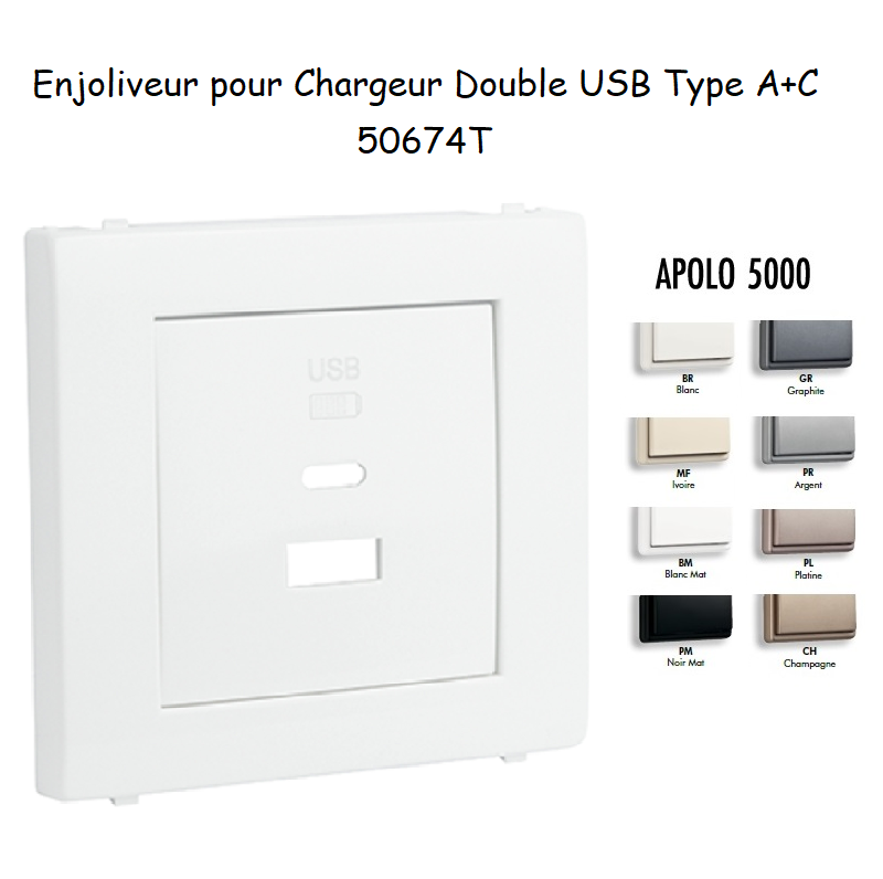 Enjoliveur de chargeur Double USB A+C APOLO 5000
