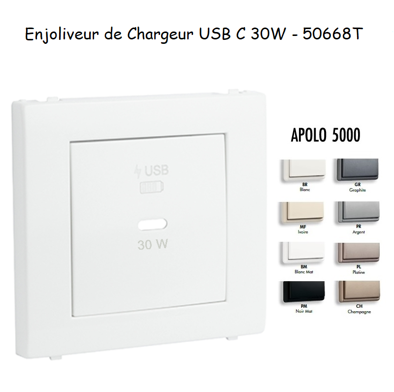 Enjoliveur de Chargeur USB C Power Delivery 30W APOLO 5000