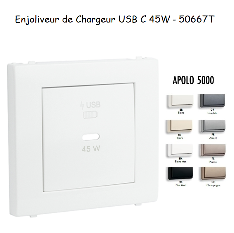 Enjoliveur de Chargeur USB C Power Delivery 45W APOLO 5000