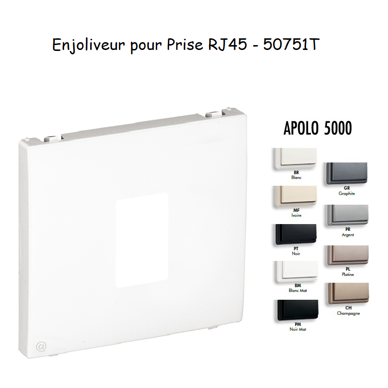 Enjoliveur pour Prise Informatique RJ45 - 1 Sortie APOLO 5000