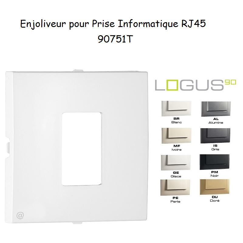 Enjoliveur pour prise informatique RJ45 1 Sortie LOGUS90