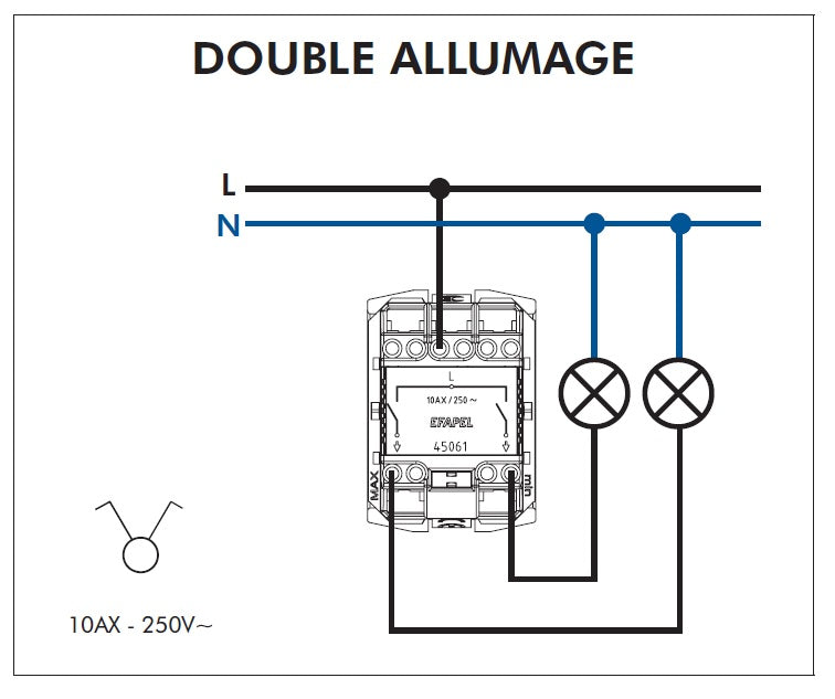 Interrupteur Double Allumage Semi-Assemblé QUADRO45 - 2 Modules