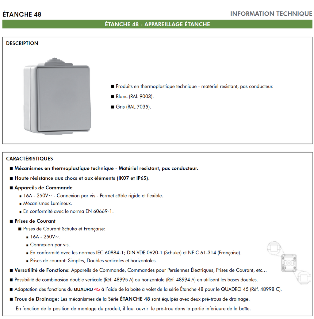 Poussoir Double de Persienne IP65