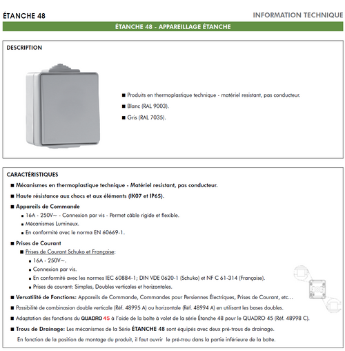 Boite étanche pour Appareils ø 22mm IP65